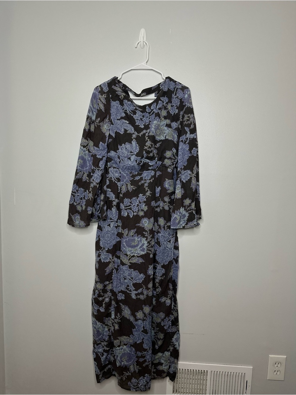 Free People Black Dress with Blue Floral Print